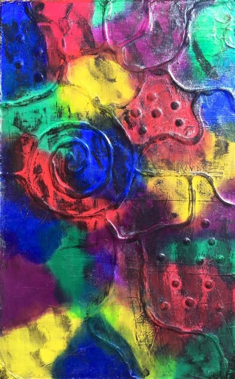 Mixed Media Acrylic Paint On Foil By Lisa Fontaine Acrylic Painting