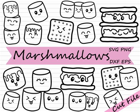 Marshmallow Svg Smores Clipart Smore Svg Marshmallow Etsy