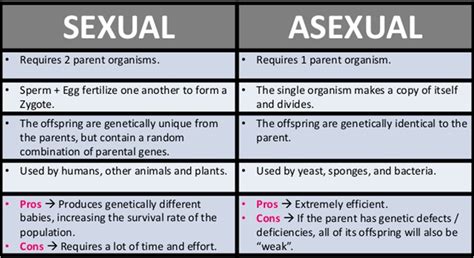 biology and geology 1º eso comparison of asexual and sexual reproduction