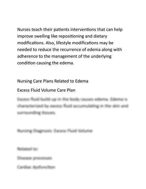 Solution Edema Nursing Diagnosis Care Plan Studypool