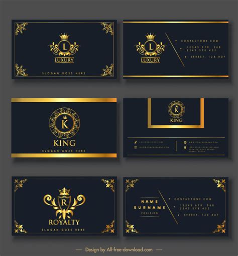 Business Card Templates Elegant Luxury Royal Elements Decor Vector Misc