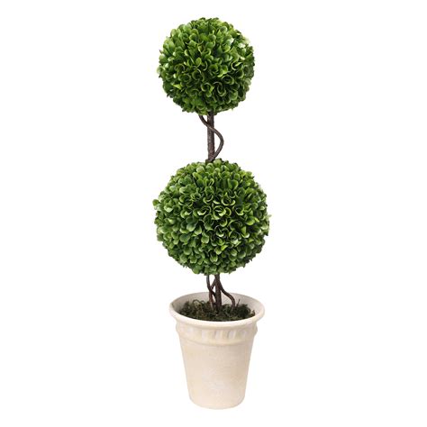 Faux Boxwood Topiary Double Sphere Green