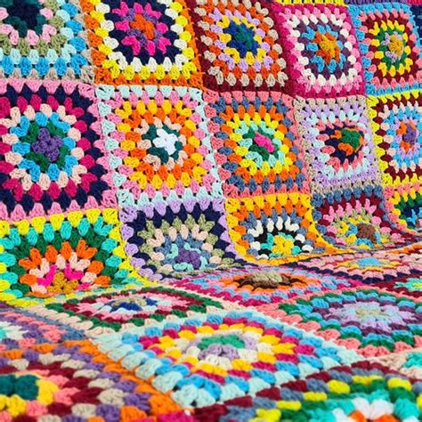 Crochet Afghan Blanket Granny Square Knitted Sofa Blanket Etsy