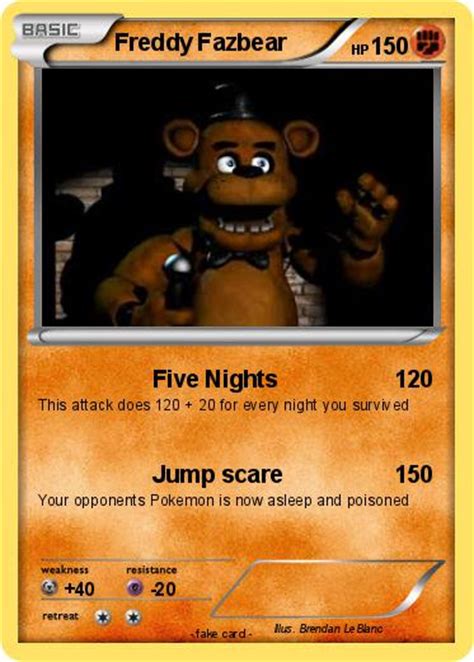 Pokémon Freddy Fazbear 22 22 Five Nights My Pokemon Card