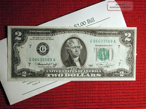 Two Dollar Bill Green Seal Bicentennial Issue In A Bill History Envelop