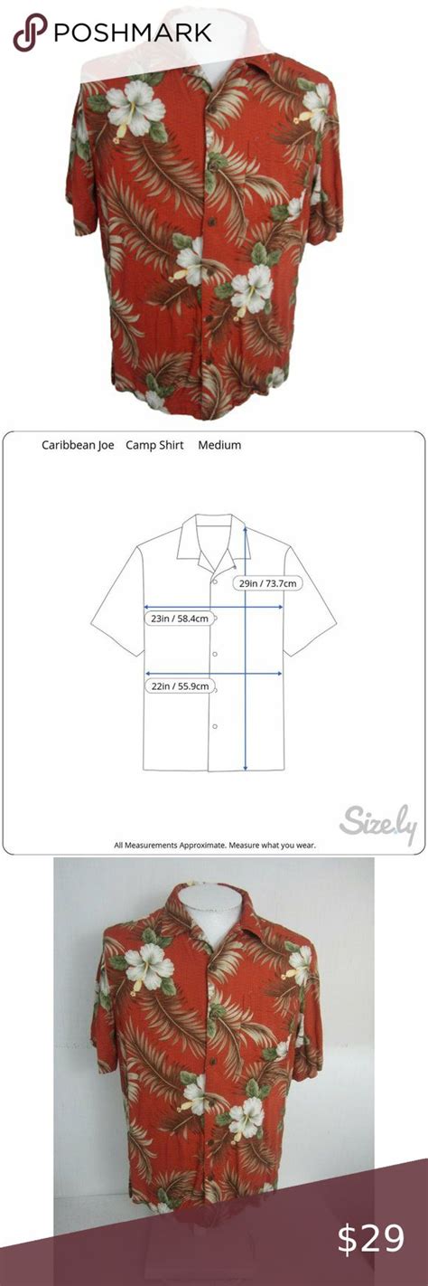 Caribbean Joe Men Hawaiian Camp Shirt P2p 23 M Aloha Luau Tropical
