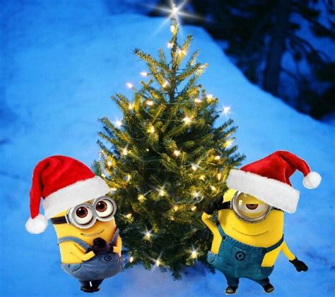 Minions With Lighted Christmas Tree Minion Christmas Christmas Humor
