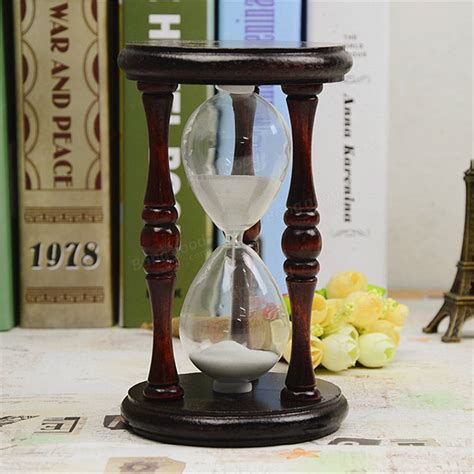 60 Minutes Wood White Sand Glass Hourglass Timer Clock Home Office