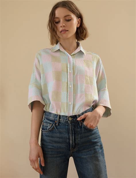 Pink Check Waffle Oversize Shirt | Trendy tops for women, Trendy tops ...