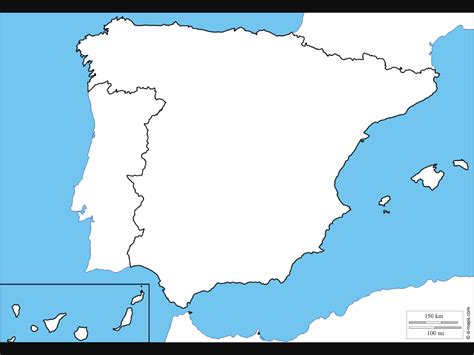 Mapa De España En Blanco Mapa Mapa De España Mapa Fisico De España
