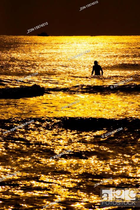 Surfer Silhouette And Dusk Of Kamakura Coast Shooting Location