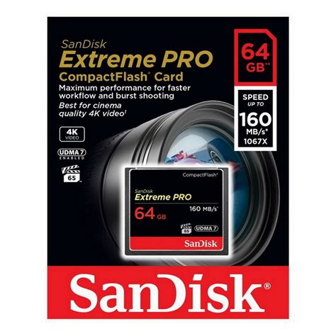 Sandisk Extreme Pro 64gb Cf Card Compact Flash 160mbs Camera Dslr