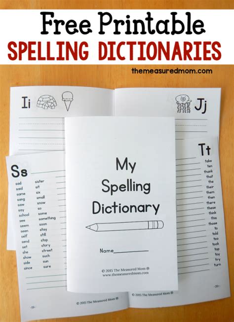 Printable Spelling Dictionary For Kids The Measured Mom