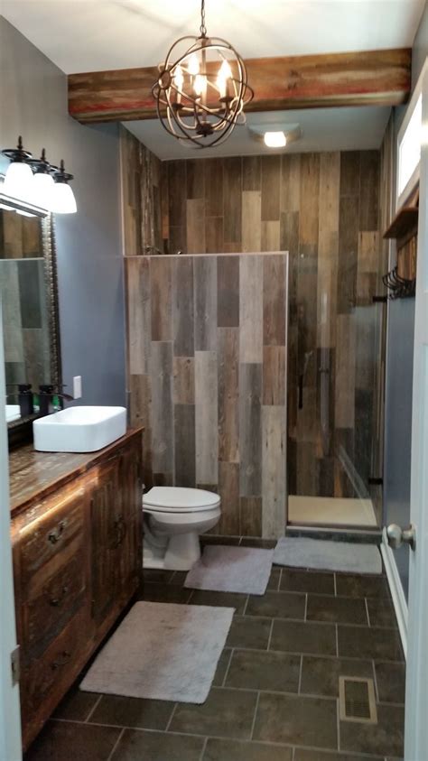 The stripes pattern can also be applied to your. Bathroom remodel- wood look tile, #Bathroom # ...
