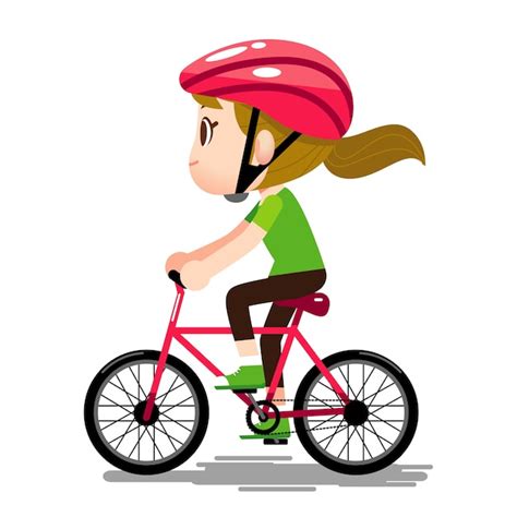 Premium Vector Woman Character Wearing Helmet And Riding Bicycle