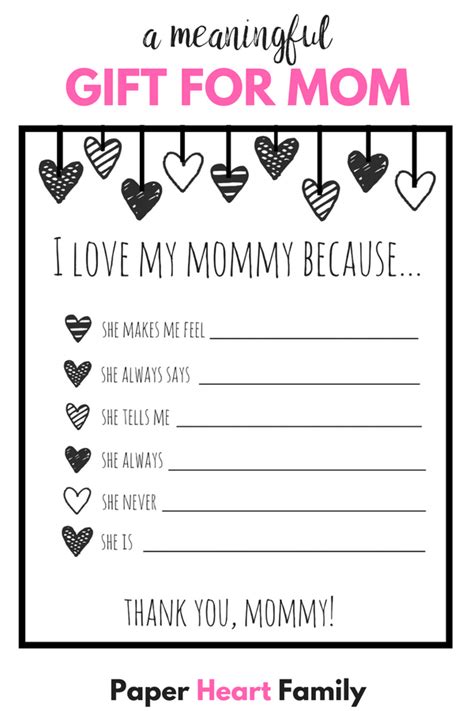 I Love My Mom Because Printable A Thoughtful T For Mom Mother S Day Projects Diy Ts