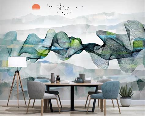Beibehang Custom 3d Wallpaper Mural Abstract Lines Ink Landscape Tv Background Wall Decorative