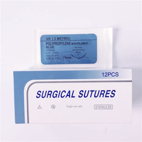 Non Absorbable Surgical Suture Polypropylene With Needle Pp Blue Color