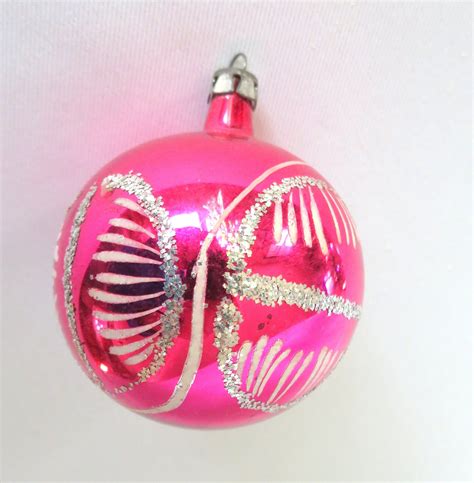 1950s Poland Pink Mercury Glass Ball Christmas Ornament With Etsy