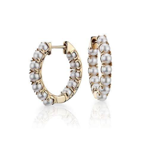 Freshwater Pearl Hoop Earrings In 14k Yellow Gold Blue Nile Uk