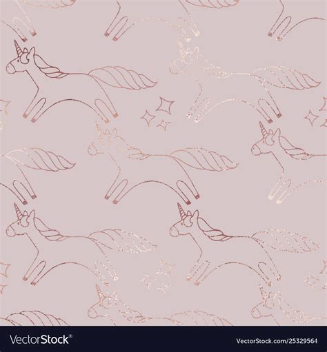 Unicorns Rose Gold Elegant Background For Design Vector Image