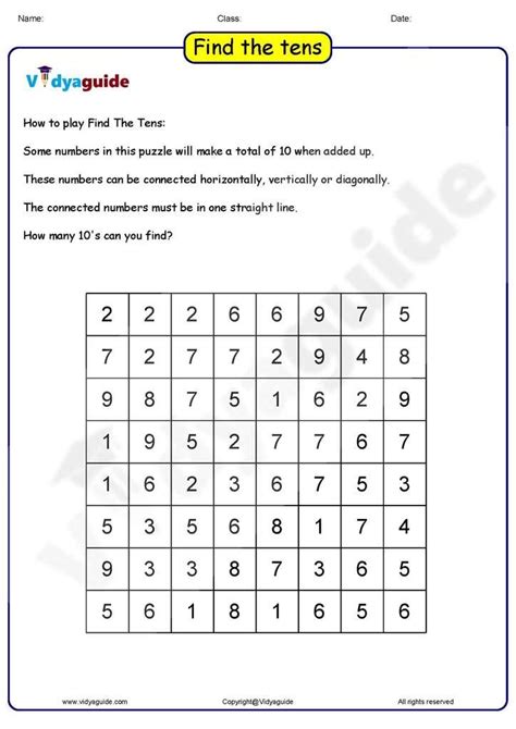 Maths Puzzle Games With Answers Find The Tens 01 Maths Puzzles
