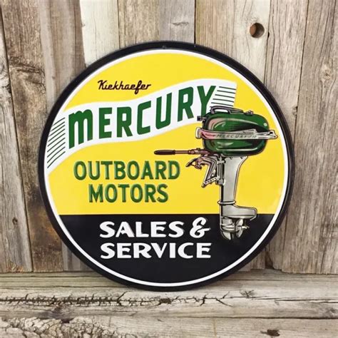 Mercury Outboard Motors Sales Boat Metal Tin Sign Vintage Garage Man