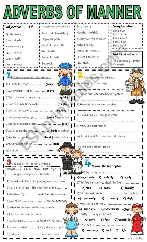 Adverbs of manner mainly modify verbs and tell us the way in which something happens. adverbs of manner - ESL worksheet by vampire.girl.22