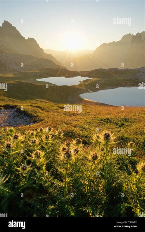 Laghi Dei Piani And Innrichriedlknoten Mountain At Sunrise Sexten