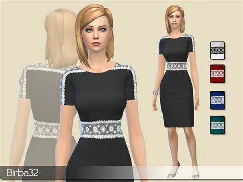 The Sims Resource Belted Dress Lace By Birba32 • Sims 4 Downloads