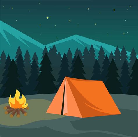 Noche Camping Ilustración Vector 209087 Vector En Vecteezy