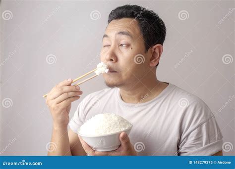 Asian Man Eating Rice Stock Image Image Of Ingredient 148279375
