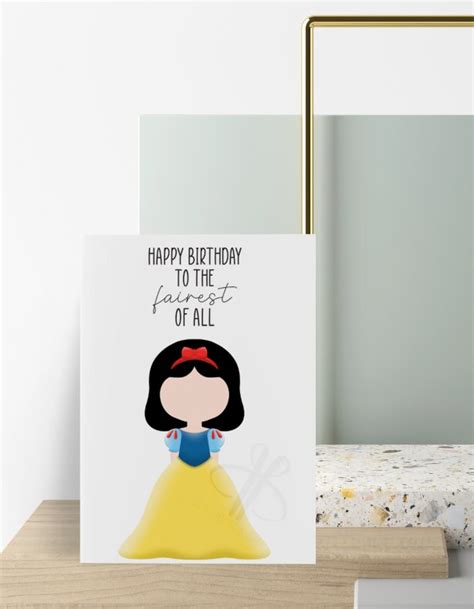 Printable Birthday Card Snow White Birthday Card Digital Etsy