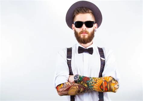 Positive Hipster Style Bearded Man — Stock Photo © Kegfire 115635726