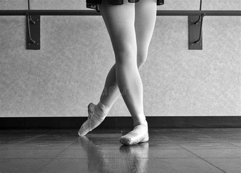 Black And White Version Of Classical Position Of A Ballet Dancer Stock
