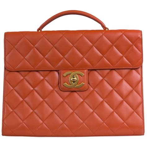 Chanel Orange Lambskin Briefcase For Sale At 1stdibs
