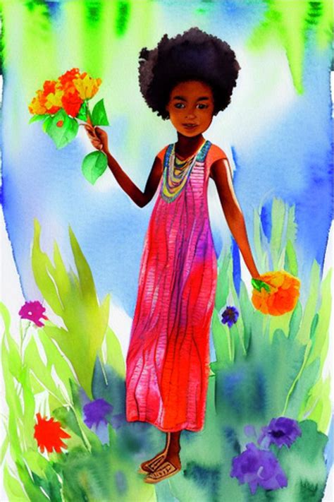 African American Flower Girl Digital Art By Consuella Moore Pixels