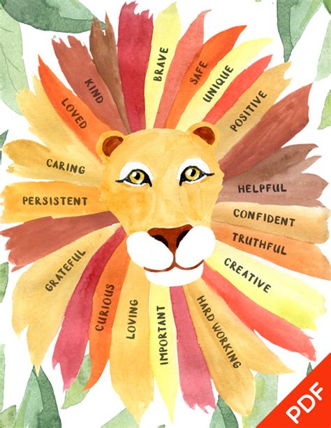 The Confidence Of A Lion Poster For Kids Pdf Big Life Journal Uk