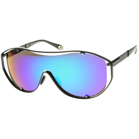 retro modern mirrored shield lens sunglasses zerouv