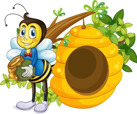 Beehive Cartoon Clip Art Vector Bee Transp Hive Bee Vector Image Provided