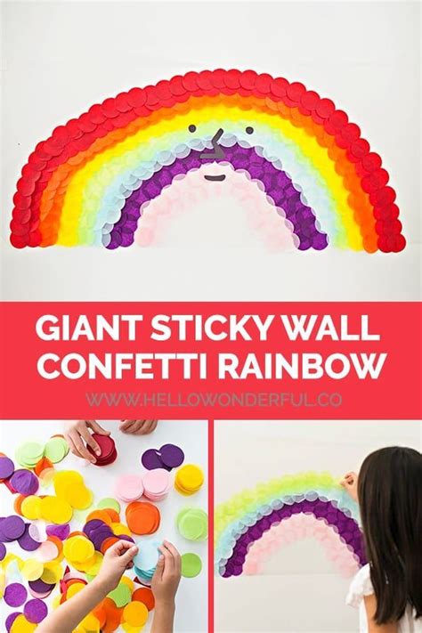 Make A Giant Sticky Wall Confetti Rainbow Arts And Crafts For Kids