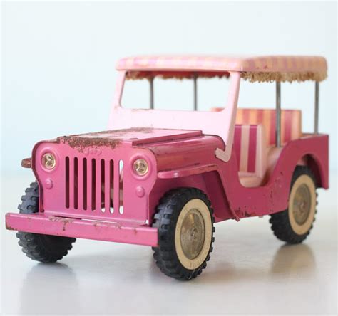 Vintage Pink Jeep Tonka Pink Stripes Covered Toy Jeep 1962