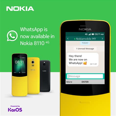 Along with whatsapp, two other important apps may get kaios support: WhatsApp 推出 KaiOS 版 Nokia 8110 4G版可用 - 香港 unwire.hk