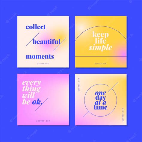 free vector gradient inspirational quotes instagram post collection