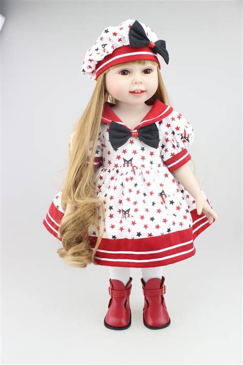 New Arrival Girl Dolls For Sale 18 Size Full Vinyl American Body Blond Hair Red Dress Best