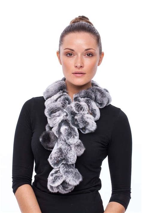 handmade gray chinchilla rabbit fur scarf by scandifur on etsy scarf accessory fur scarf
