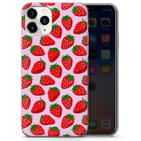 Strawberry Phone Case For Iphone 12 11 Pro 5 6 7 8 X Xs Xr Se Etsy