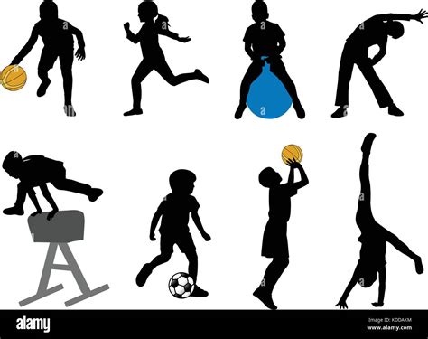 Kids Playing Sports Silhouette