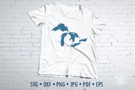 Great Lakes Svg Cut File Eps Png Dxf Outline Vector Map Etsy