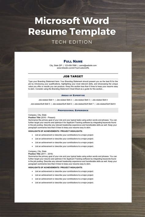 Fill in your own job experience and qualifications to make this resume template yours. Tech Edition: Modern Resume Template | Microsoft word ...